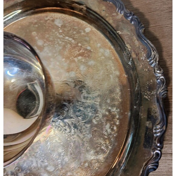Oneida Georgian Scroll Chip and Dip Server 12.5in Silverplate Tray Made USA - Picture 7 of 16